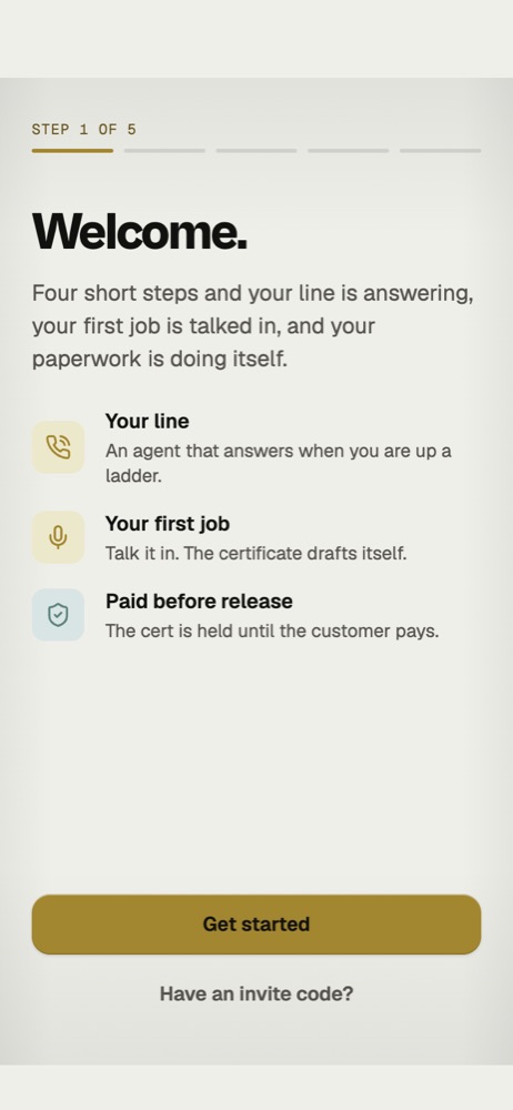 TradeMind onboarding: four short steps to a working line